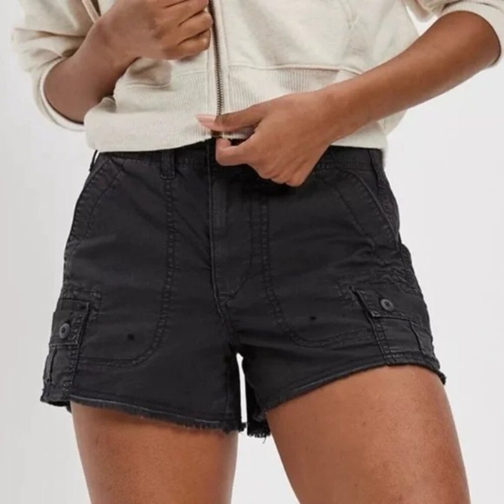 "NWT"‎ American Eagle 90's Boyfriend Cargo Shorts Dark Grey- Women's Size 0